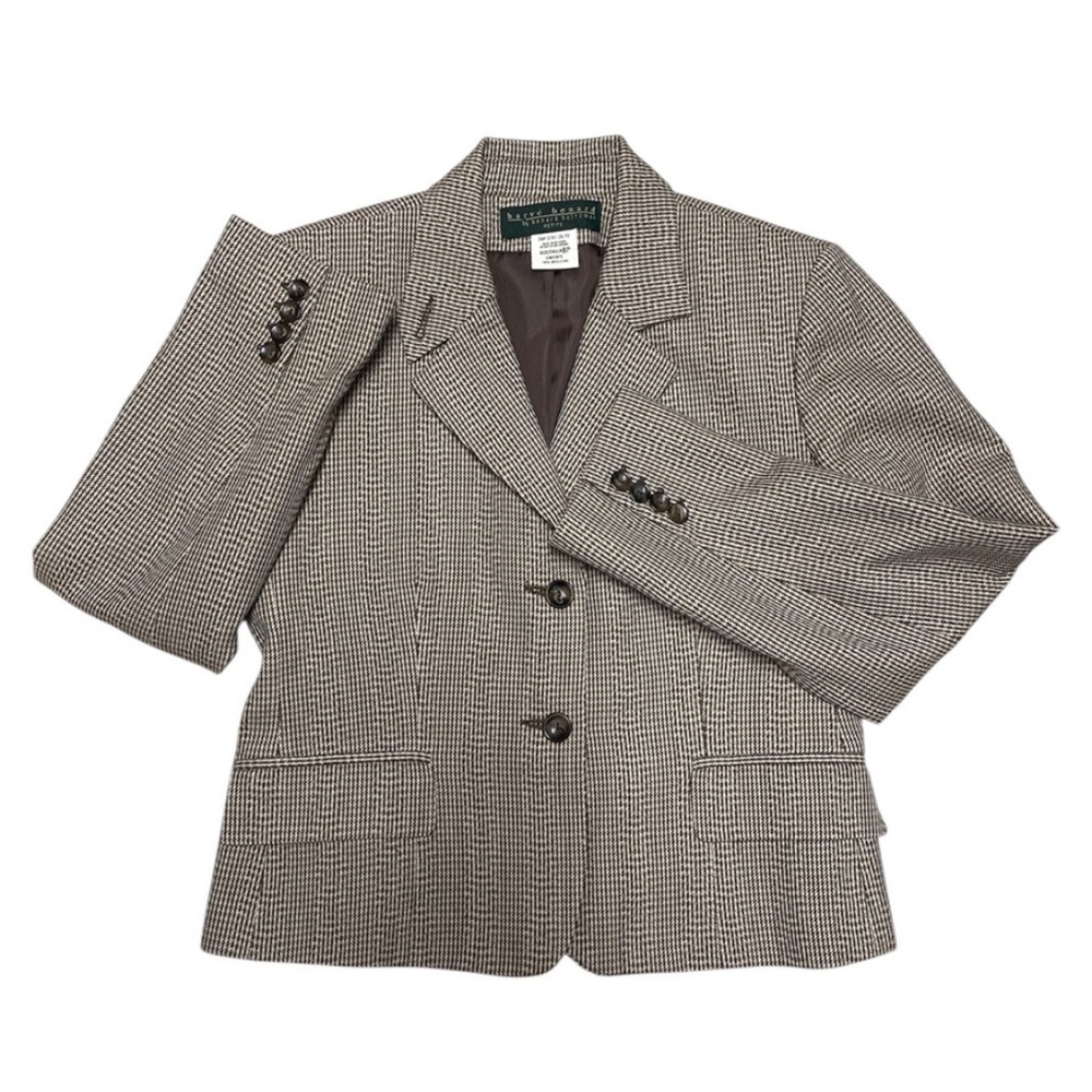 Harve Benard Houndstooth 100%
Wool Blazer Size 8P MADE IN BELARUS
